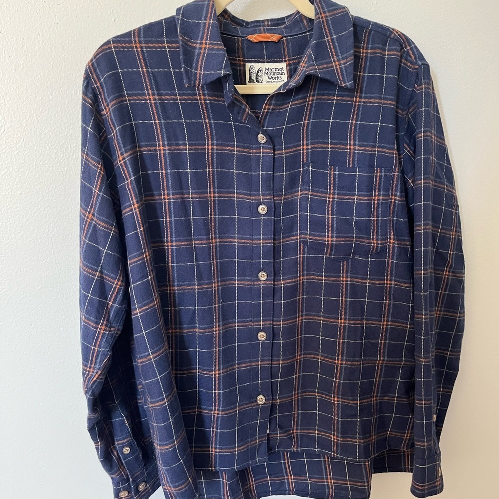 Marmot Blue Plaid Flannel Shirt